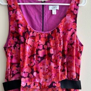 Ann Taylor LOFT Sheath Dress with Black Stretch Band Belt, Size 12